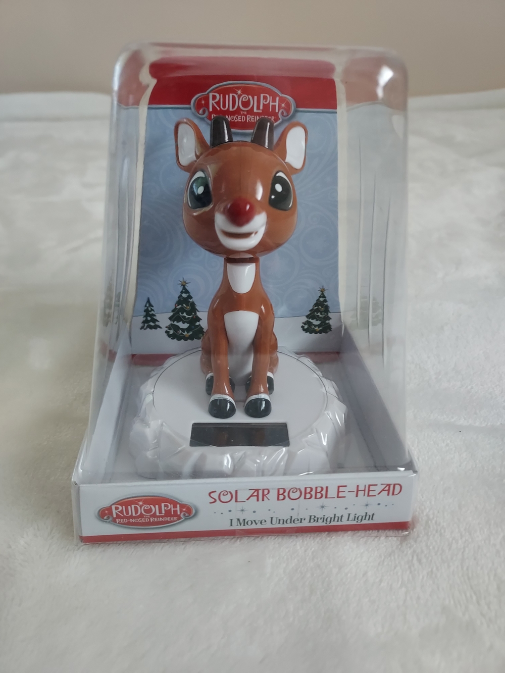 Rudolph The Red Nosed Reindeer Solar Bobbler Bobble-Head Christmas Decor Cute